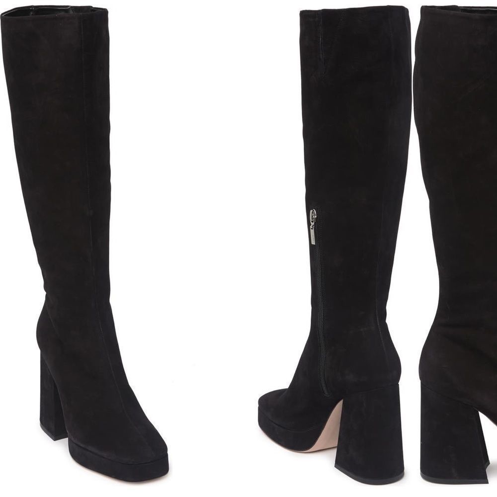 NWT SCHUTZ Colira suede black block heel platform boot Size: 9